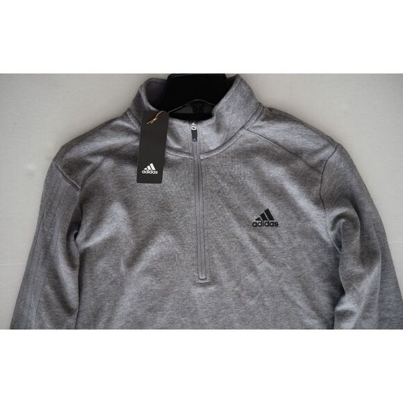 adidas ADK4427S21 Men's Sz L Heather Gray 1/4 Zip Long Sleeve Knit Pullover Top - Picture 9 of 13